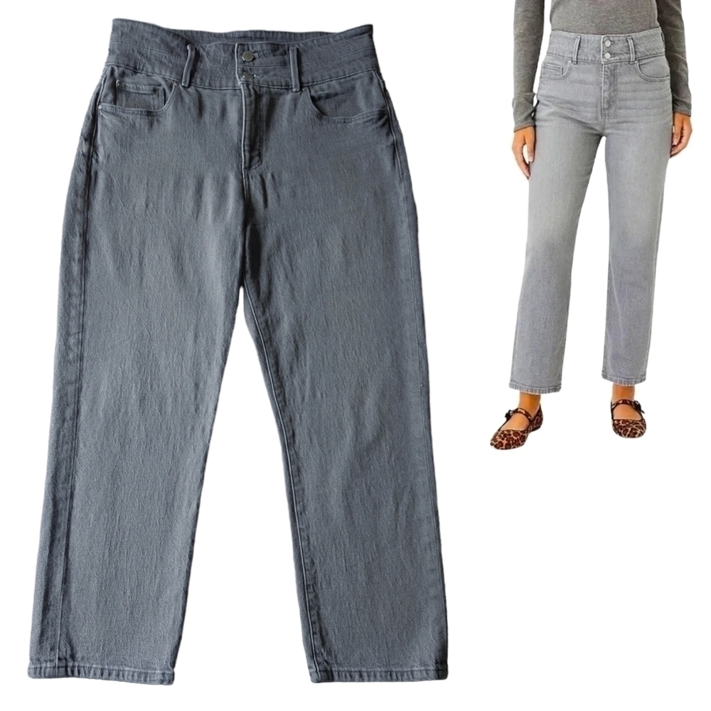 Ann Taylor The Straight Crop Vintage Gray Jeans High Rise Soft Scuplting Pockets